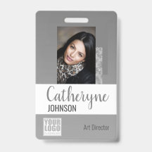 Modelo de Foto de ID com Código de Barras e Logoti