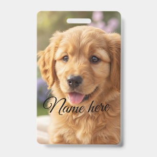 Crachá Modelo de foto de nome de animal de estimação simp