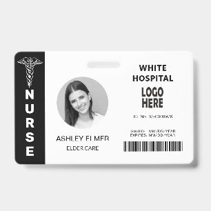 Crachá Modelo de foto preto de identificação de enferme