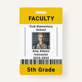 Crachá Modelo de ID do professor universitário com código