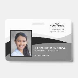 Crachá Modelo de Logotipo Empresarial Foto ID Nome Preto