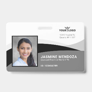 Crachá Modelo de Logotipo Empresarial Foto ID Nome Preto
