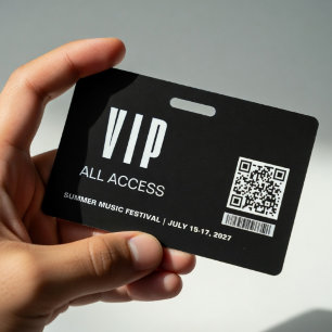 Crachá Modelo de Placa de Passagem de Acesso Total VIP Mi