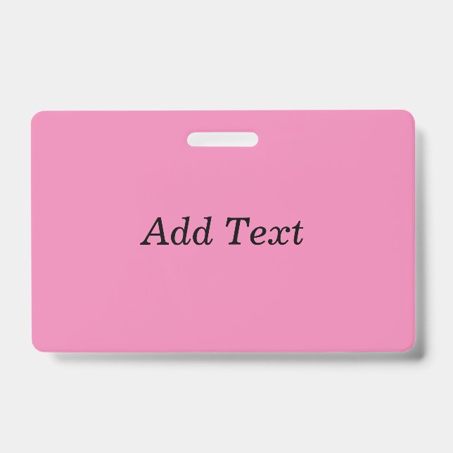 Crachá Modelo de texto personalizado cor-de-rosa criar vo (Frente)