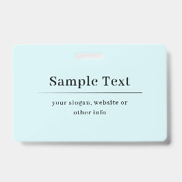 Crachá Modelo de Texto Simples e Elegante | Azul Claro