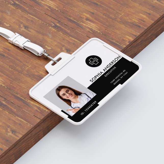 Crachá Modelo Moderno de Fotografia de Funcionário Logo N (Criador carregado)