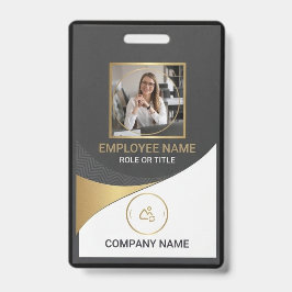Crachá Modern Black Corporate Employee Photo ID Badge