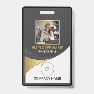 Crachá Modern Black Corporate Employee Photo ID Badge
