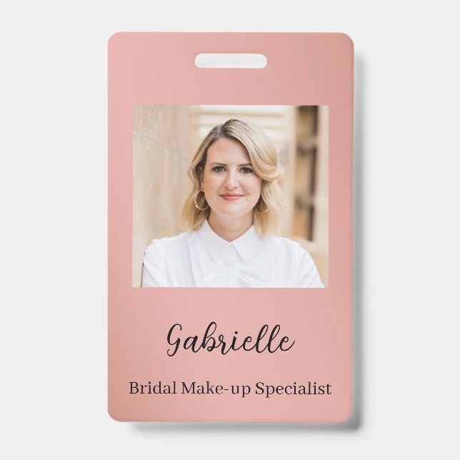 Crachá Modern Botanical Dusty Rose Boho Photo  (Frente)