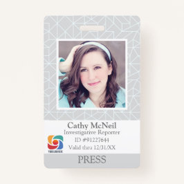 Crachá Modern Chic Press Reporter - ID do Funcionarios do