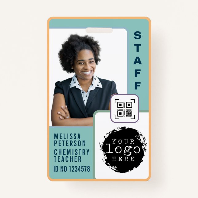 Crachá Modern Custom School Teacher Photo Name Card  (Frente)