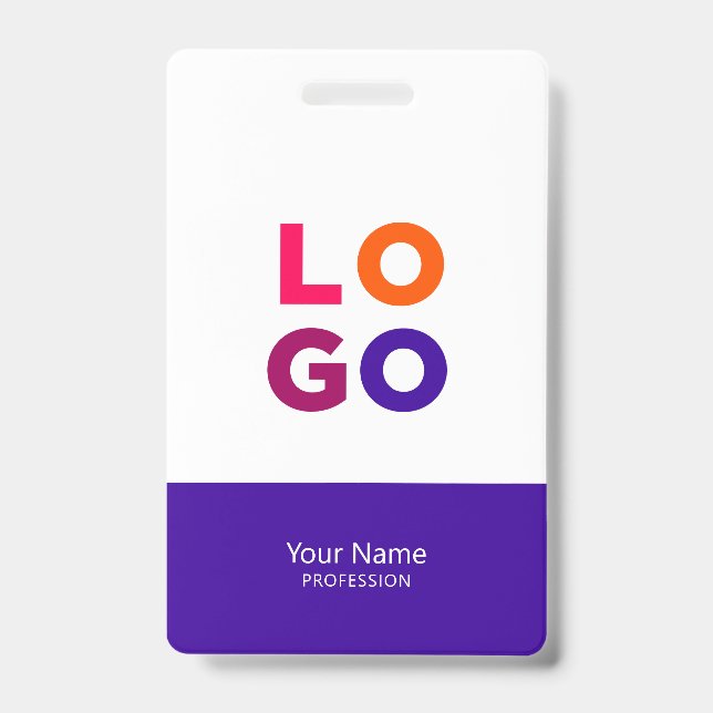 Crachá Modern Employee Logo, Photo, Qr Code, Name Indigo (Frente)