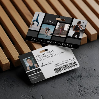 Crachá Modern Four Photo Collage Personal Trainer Fitness