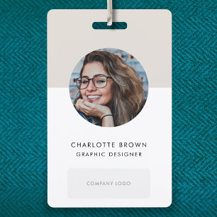 Crachá Modern ID Card   Minimalist Gray Photo Name Logo