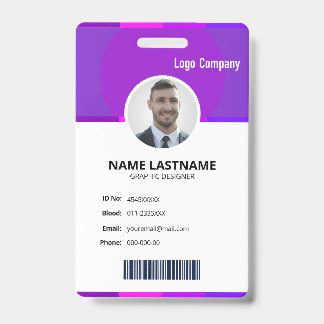 Crachá Modern ID Identification Card Photo Badge