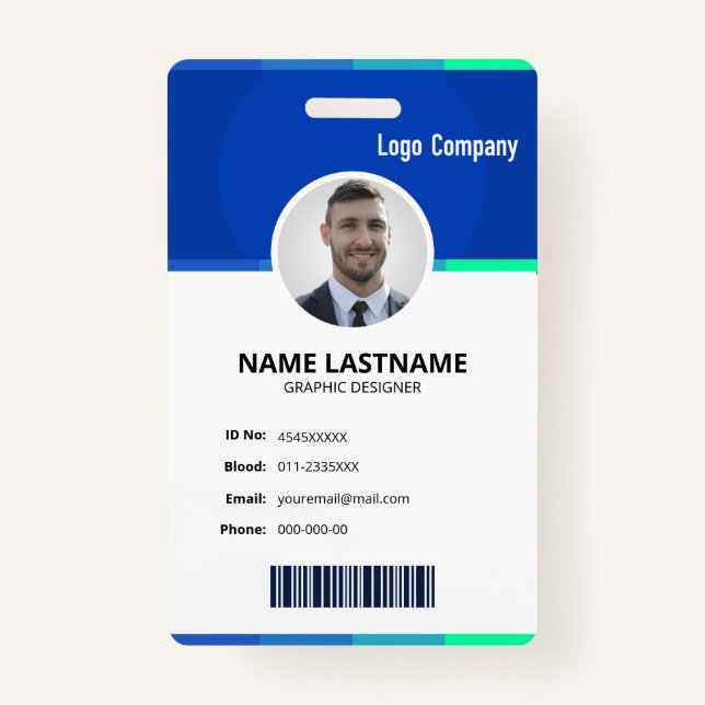 Crachá Modern ID Identification Card Photo Badge (Frente)