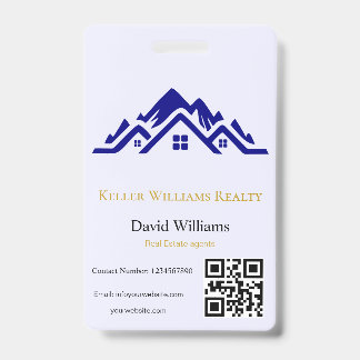 Crachá Modern Real Estate white and gold custom logo 