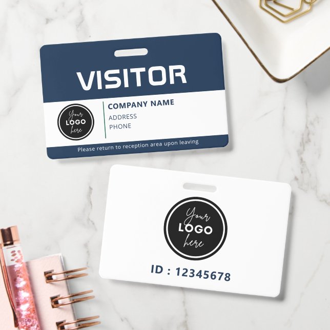 Crachá Modern Visitor Pass ID Badge Blue (Escritório)