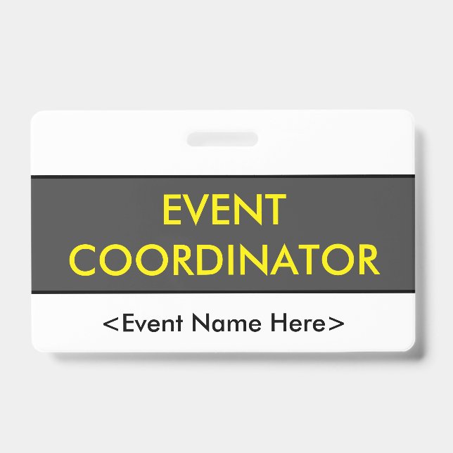Crachá Moderno de "COORDENADOR DE EVENTO" (Frente)