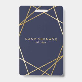 Crachá Moderno Minimalista Dourado Geométrico Azul Meia-N