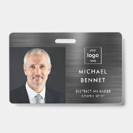 Crachá moderno preto metálico da empresa