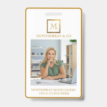Moldura Quadrada de Monograma de Negócios Dourada 