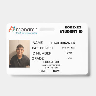 CRACHÁ MONARCH HOMESCHOOL ID 