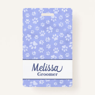 Crachá Monograma de impressão azul claro e branco