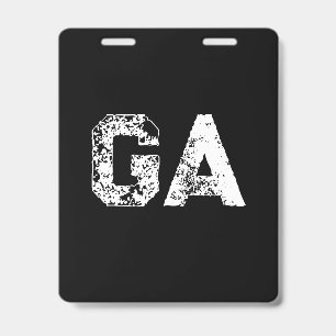 Crachá Monograma de Letras Iniciais Preto Branco Simples 