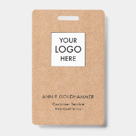 Crachá Monograma Minimalista Preto e Branco no Kraft