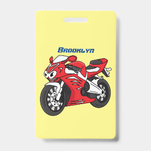Crachá Moto esportiva vermelha fofa desenho animado