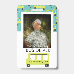 Crachá Motorista de Ônibus Escolar Dia de Confetes Amarel