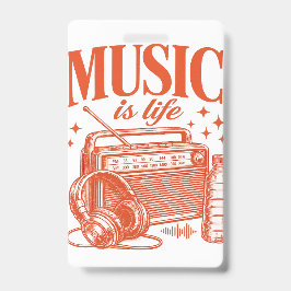 Crachá Music Is Life Vintage Design