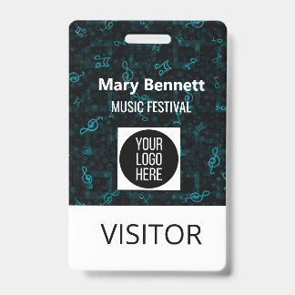 Crachá Music Note Pattern Lanyard | Event Badge Holder | 