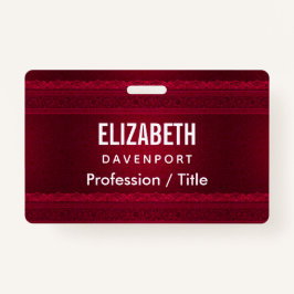 Crachá Na moda de Fundo Vermelho Elegante e rico