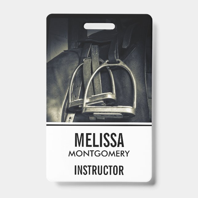 Crachá Na moda Silver Stirrups em Inglês Riding Saddle (Front)