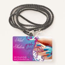 Nail Salon Technician Floral Damask Pink Blue 