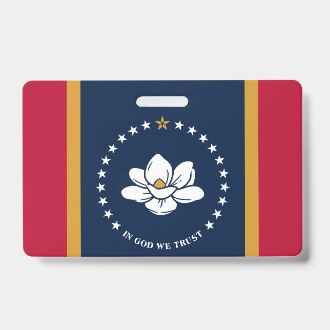 Crachá Name Badge with flag of Mississippi, USA (Front)
