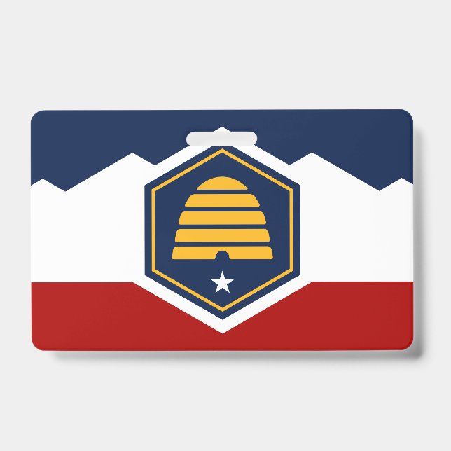 Crachá Name Badge with flag of Utah, USA (Front)