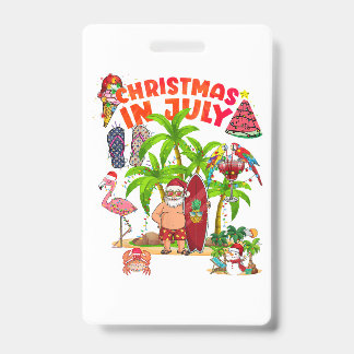 Crachá Natal Em Julho Papais noeis Praia Verão T-Shir