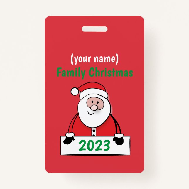 Crachá - Natal personalizado da família (adicionar (Frente)