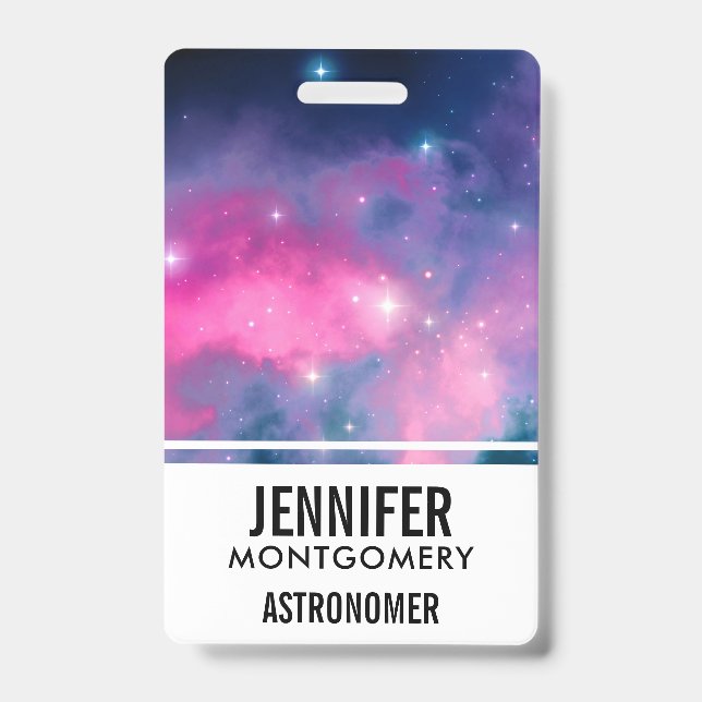 Crachá Nebulosa da Galáxia Rosa e Azul e Abstrato das Est (Front)