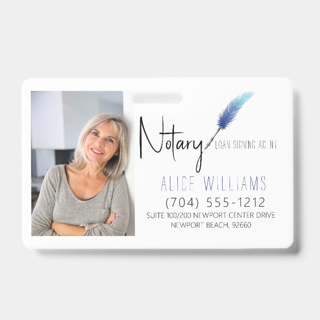 Crachá Negócios de Fotografias Notárias Azul e Branco Mod (Front)