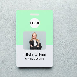 Crachá Neon Green ID Custom Business Logo Employee Photo