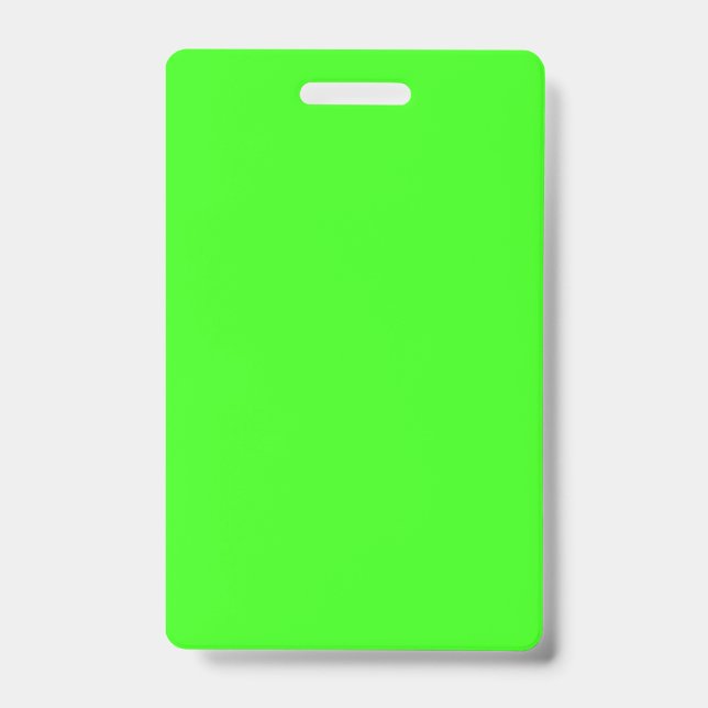 Crachá Neon Verde Vertical – Personalizável (Frente)
