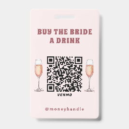 Crachá Noiva Compra QR-Code para a Noiva uma Bebida