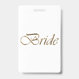 Crachá Noiva ouro branco caligrafia script elegante id