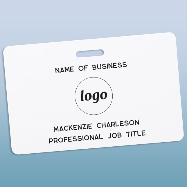 Crachá Nome Comercial Profissional Logo (Simple logo with custom text business promotional branding professional staff name tag)