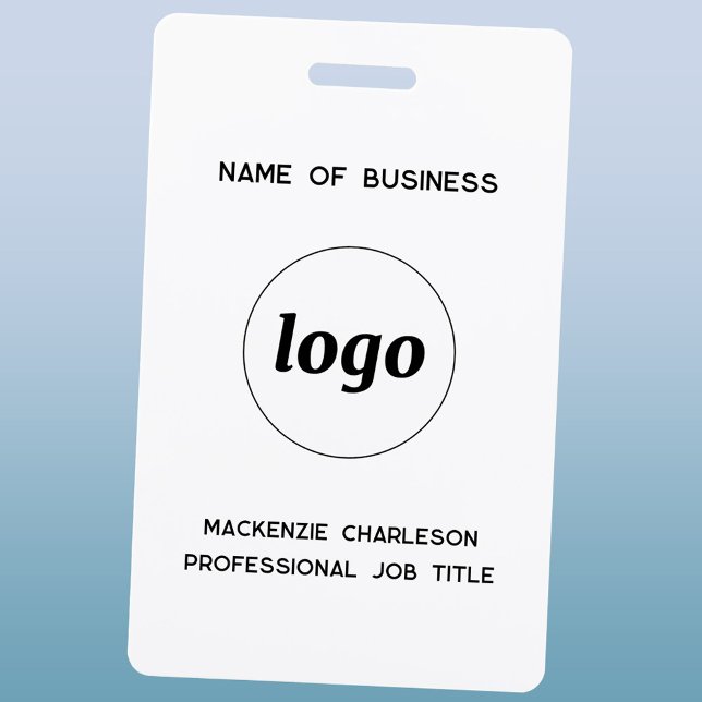 Crachá Nome Comercial Profissional Logo (Simple logo with custom text business branding promotional name badge)