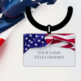 Crachá Nome da Empresa Bandeira Americana ID